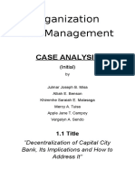 Organization and Management: Case Analysis