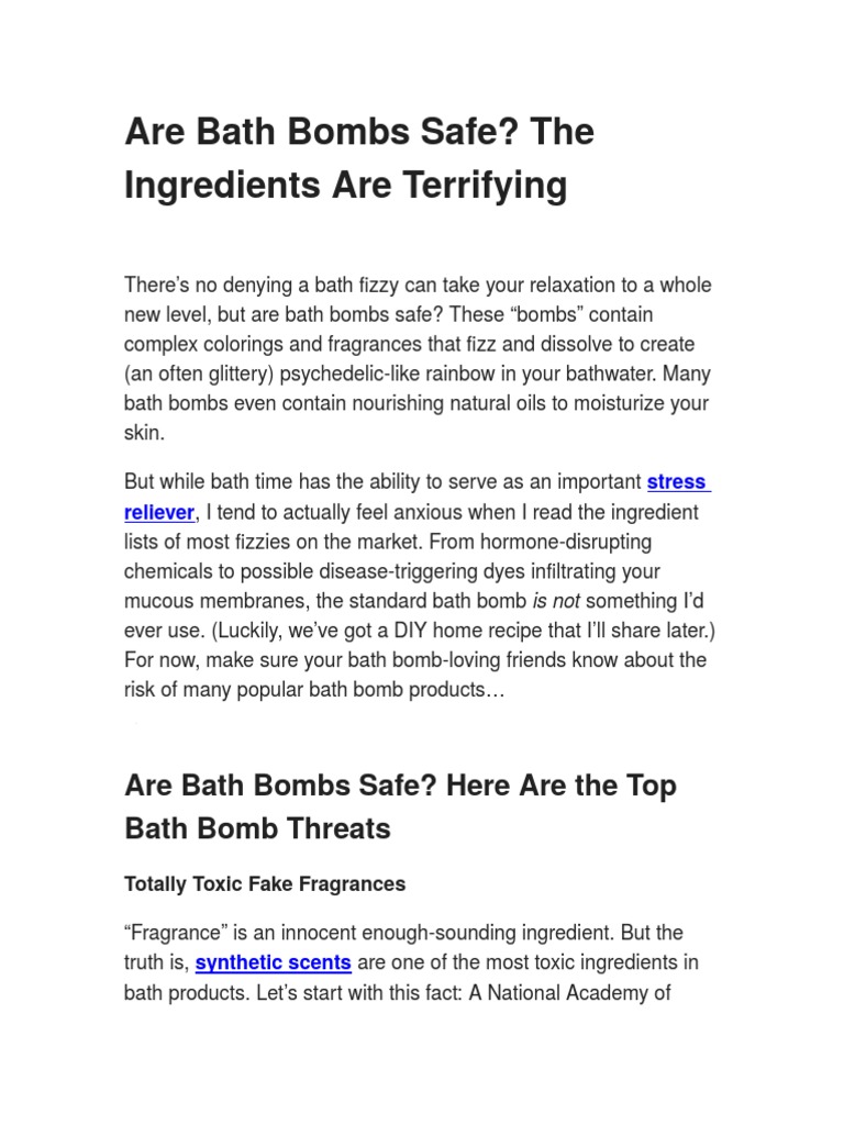 Are Bath Bombs Safe PDF Perfume Urinary Tract Infection