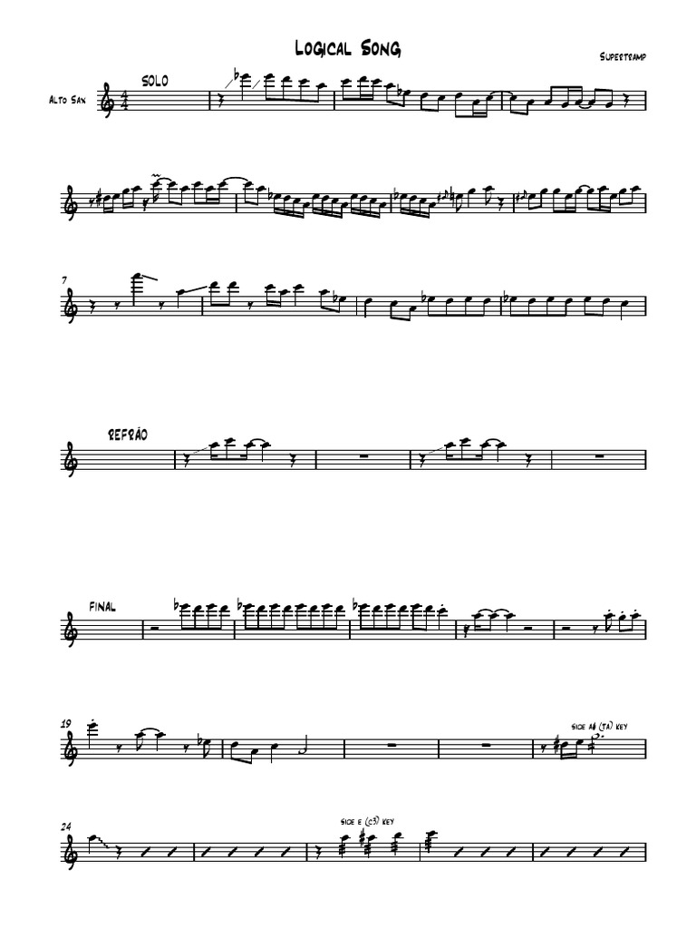 Logical Song (Solo Sax) Aerophones Saxophone