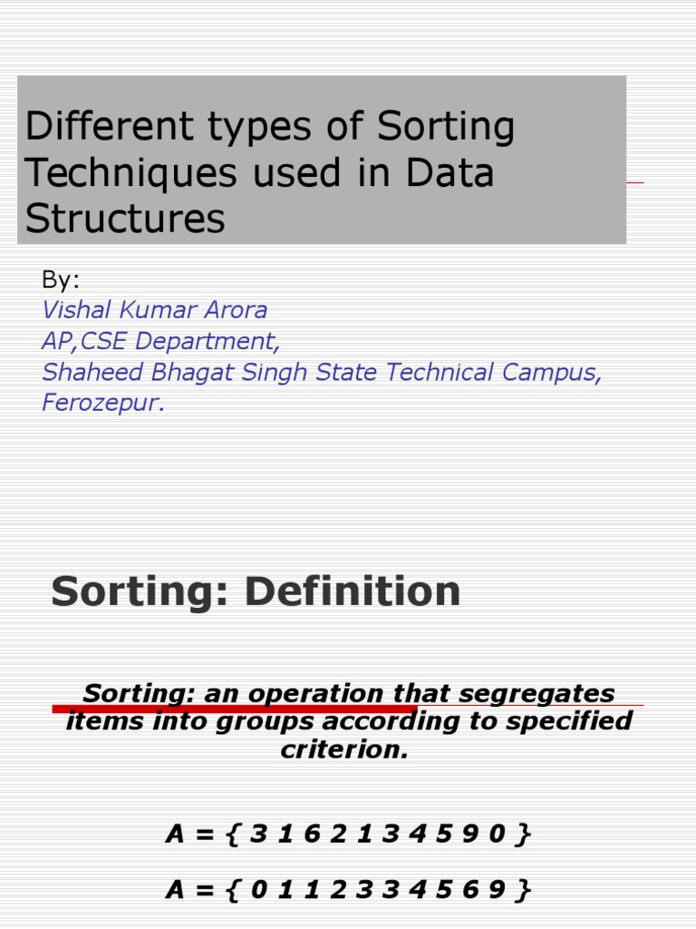 Data Structure Sorting | PDF | Algorithms And Data Structures ...