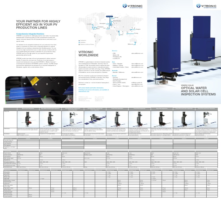 VITRONIC VINSPEC SOLAR Optical Wafer Solar Cell Inspection | PDF ...