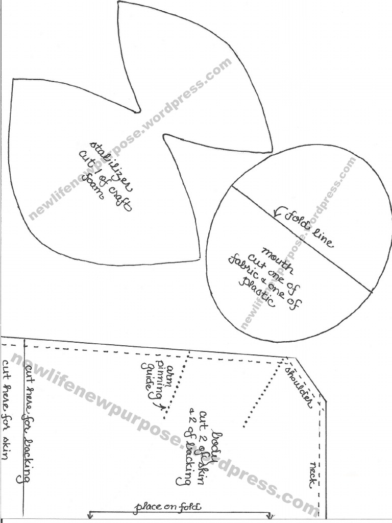 Sew Free Mouth Puppet Pattern 2 of 2