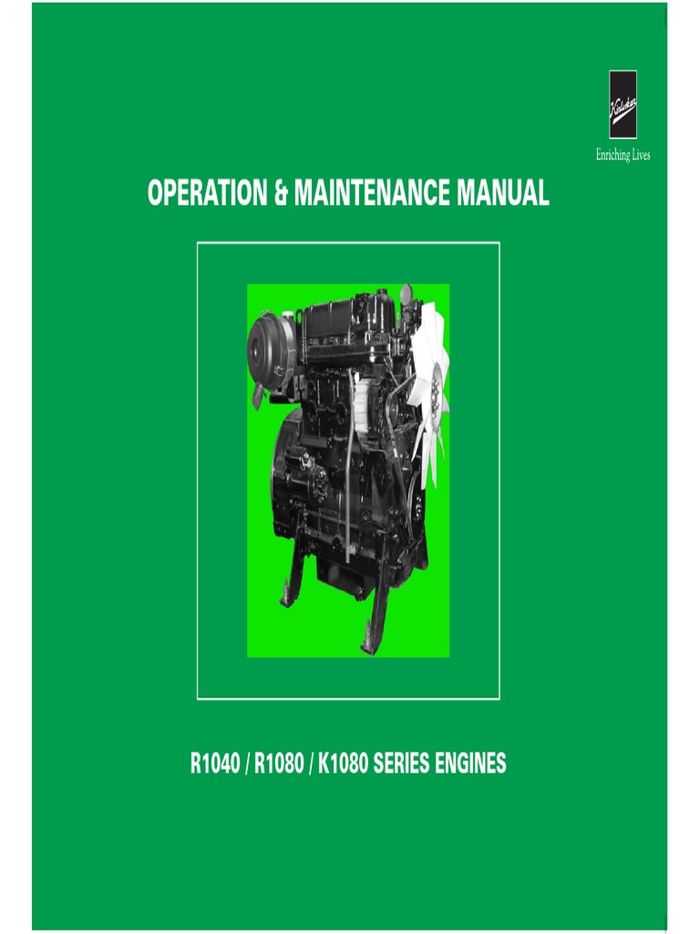 R1040/R1080 Engine Operation Manual | PDF | Lubricant | Radiator