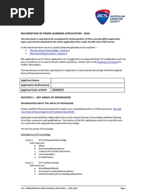 RPL Sample For ACS | PDF | Educational Technology | Knowledge
