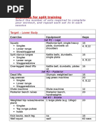 Exercises For Split Training