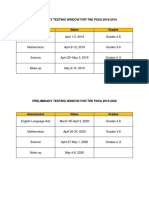 Pssa Testing Window For 2018-2019 - 2019-2020