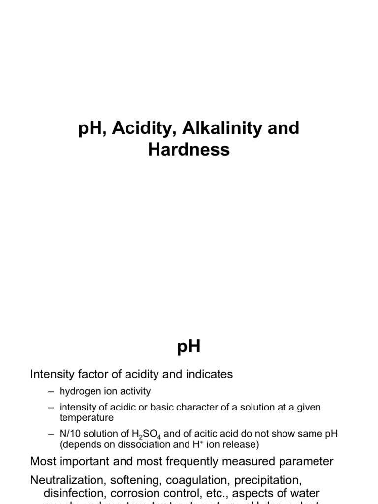 water and wastewater analysis pH, Acidity, Alkalinity and Hardness
