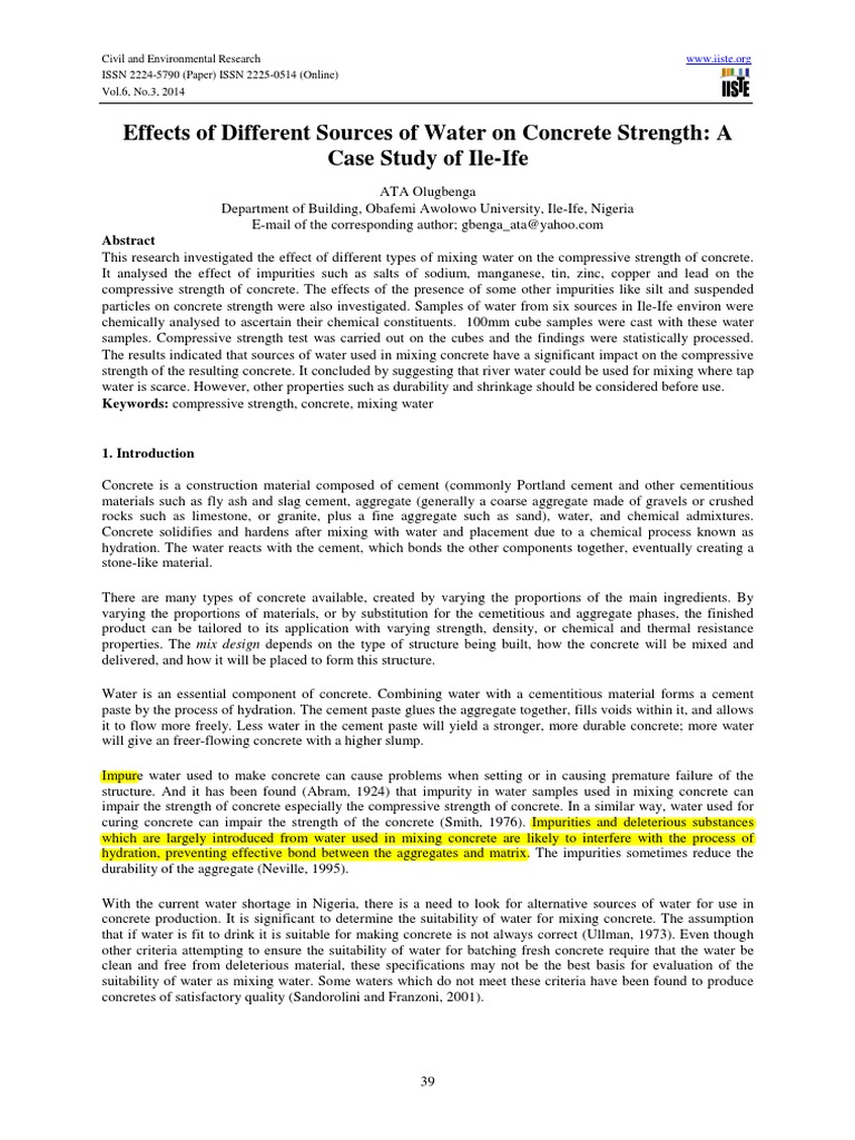 Water Quality Impact on Concrete Strength | PDF | Concrete | Building ...