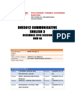 Due5012 Communicative English 3: December 2016 Session DKM 4A