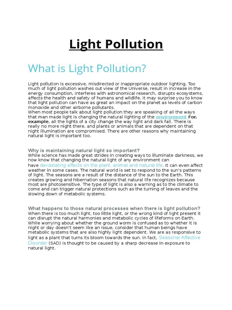 Light pollution problem image