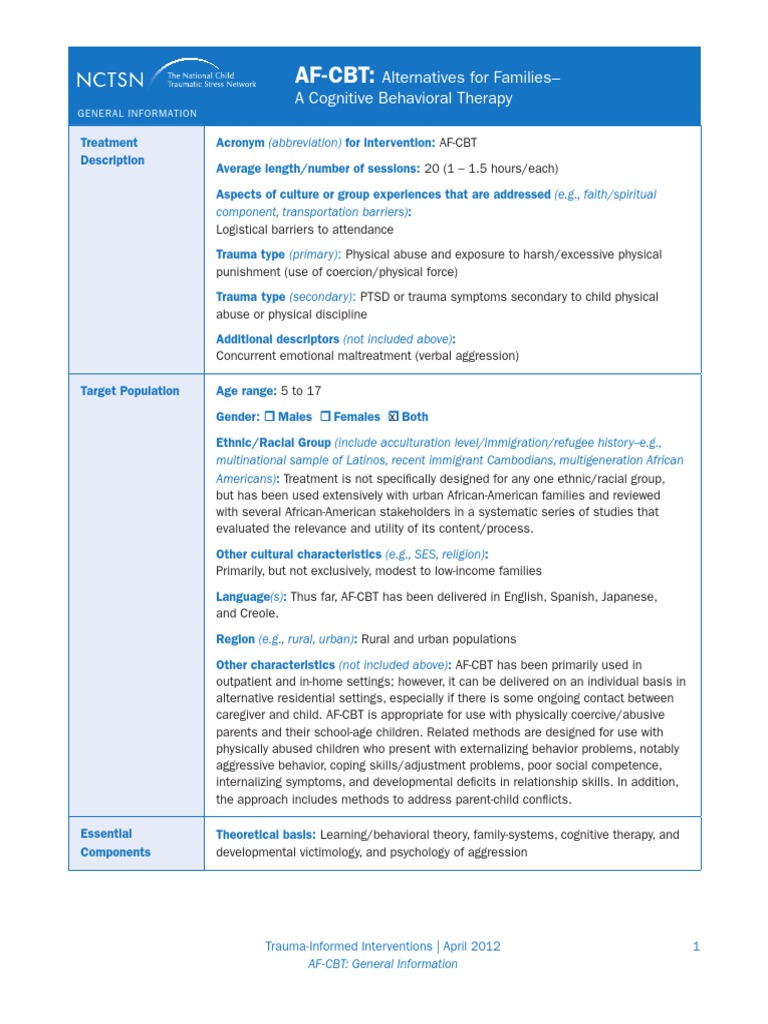 Afcbt General Cognitive Behavioral Therapy Psychotherapy