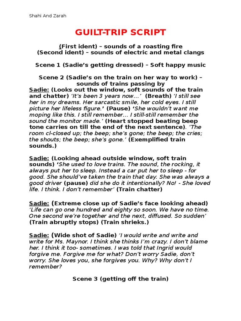 Guilt-Trip Script | PDF | Leisure