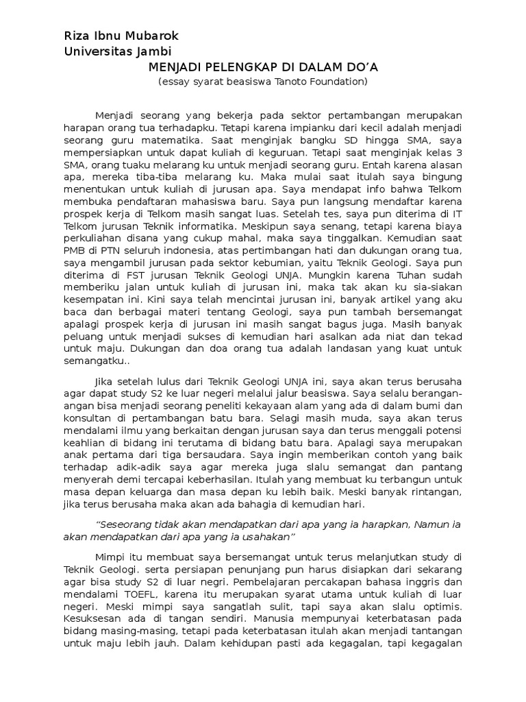 contoh essay tentang diri sendiri untuk beasiswa