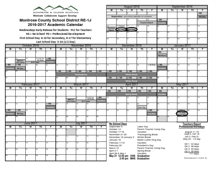 MCSD 201617 Approved Calendar PDF