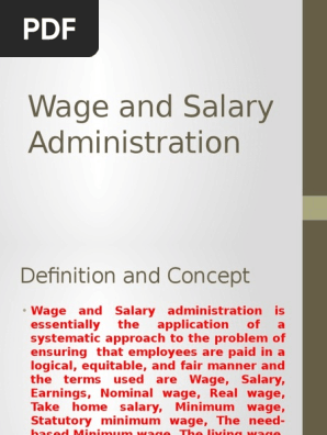 Wage And Salary Administartion Wage Salary