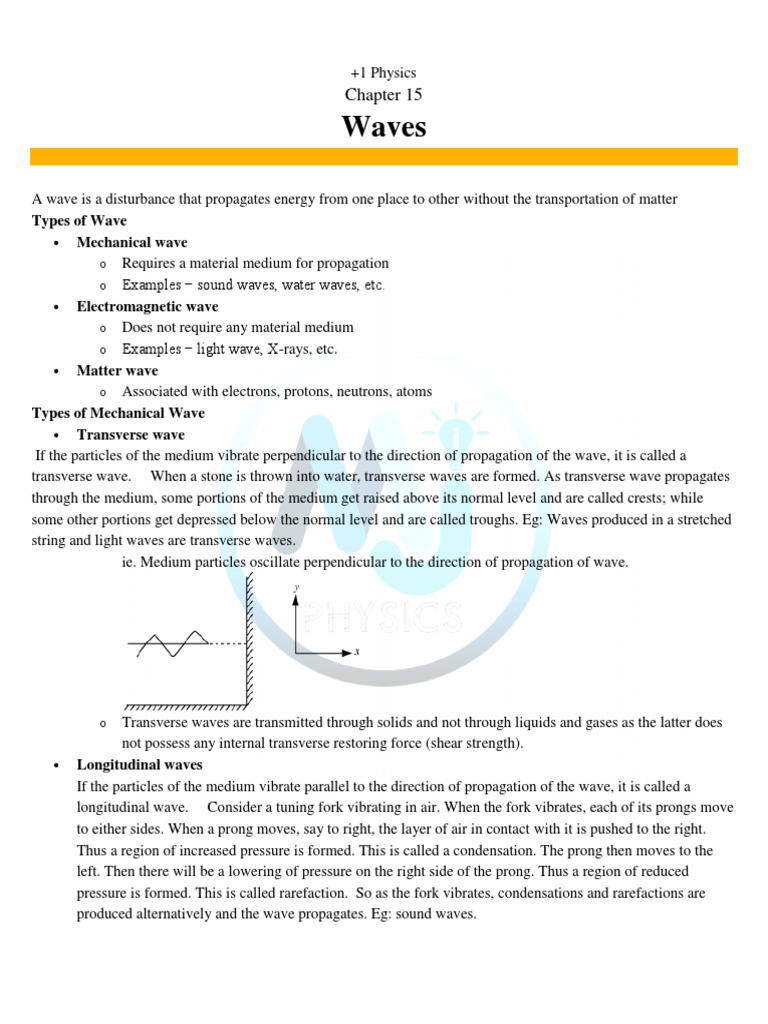 Waves Types of Wave Mechanical Wave PDF Waves Normal Mode