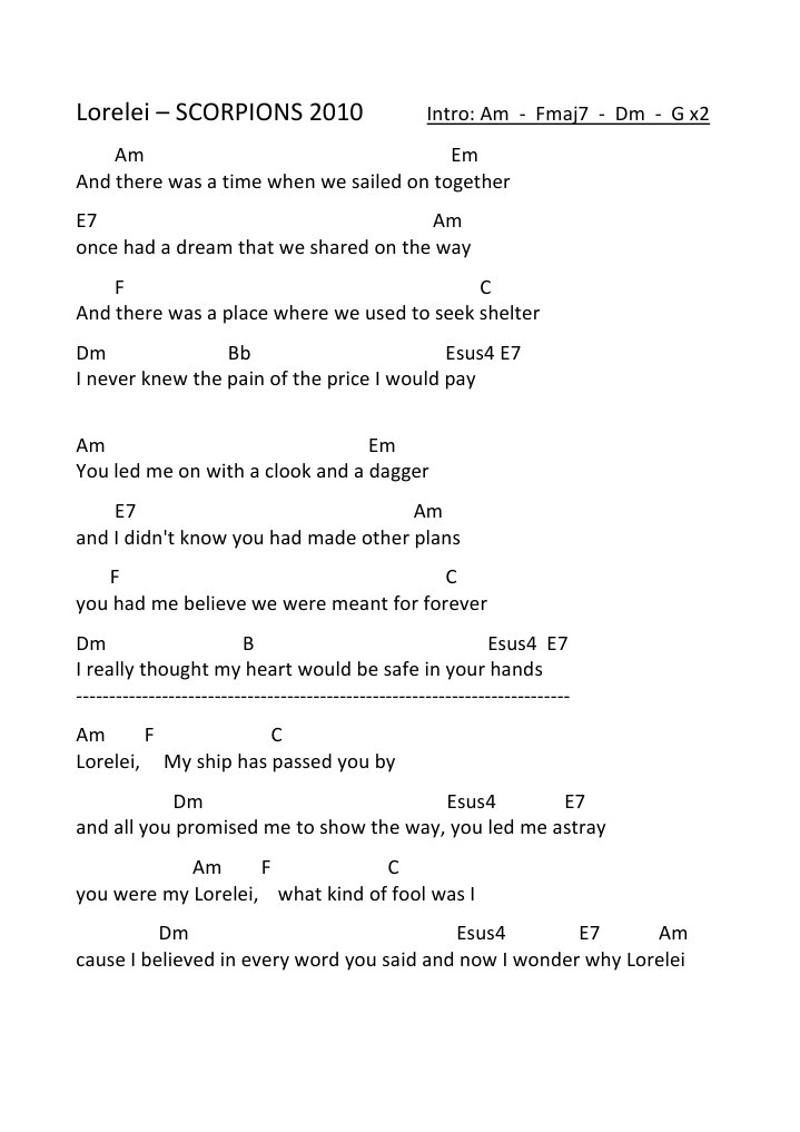 Lorelei - SCORPIONS | PDF