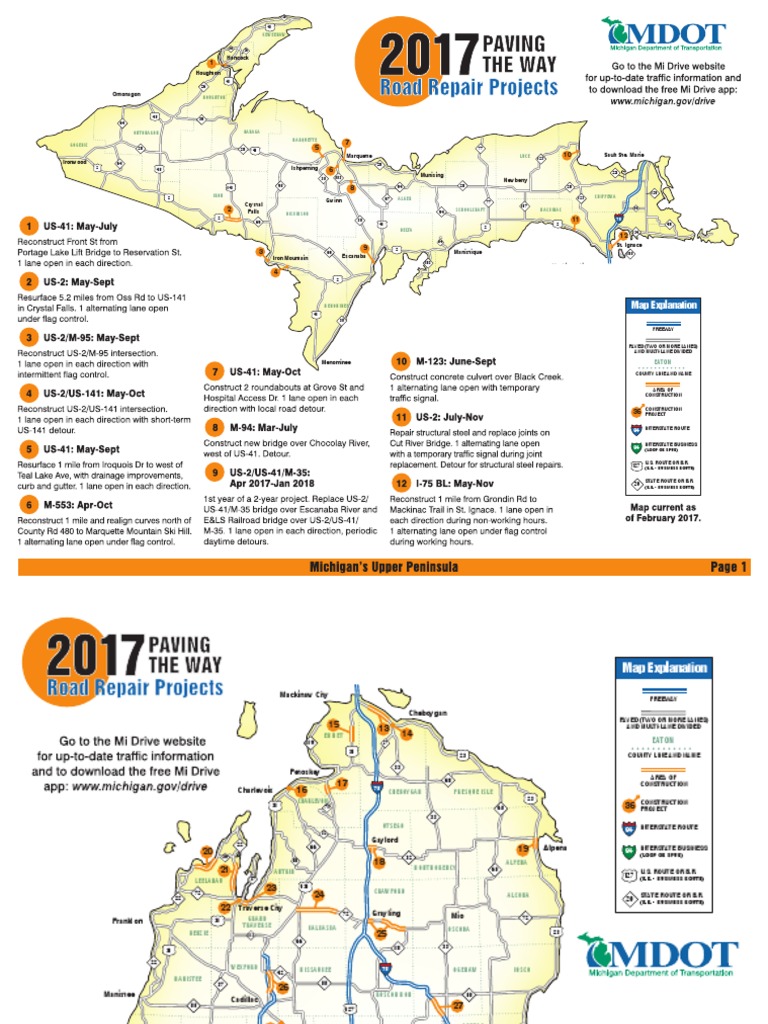 MDOT Construction Map For 2017 | PDF