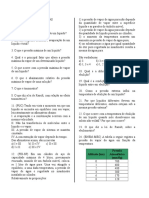 Pressão de vapor de líquidos em diferentes condições