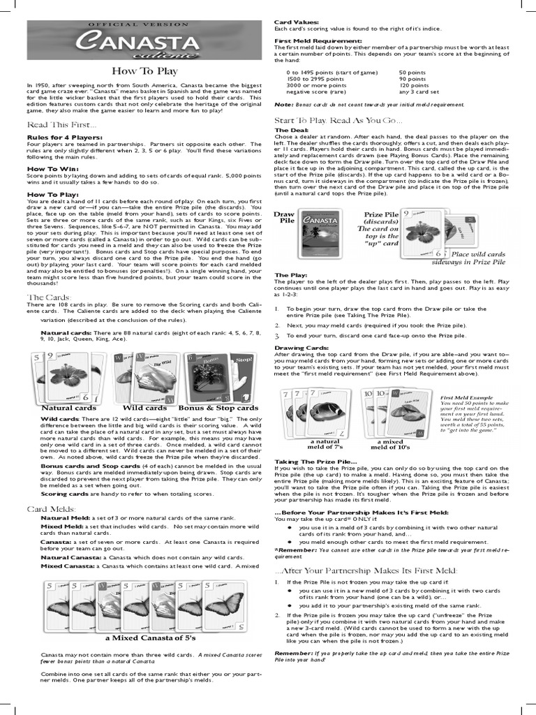 Printable Pony Canasta Rules Pdf