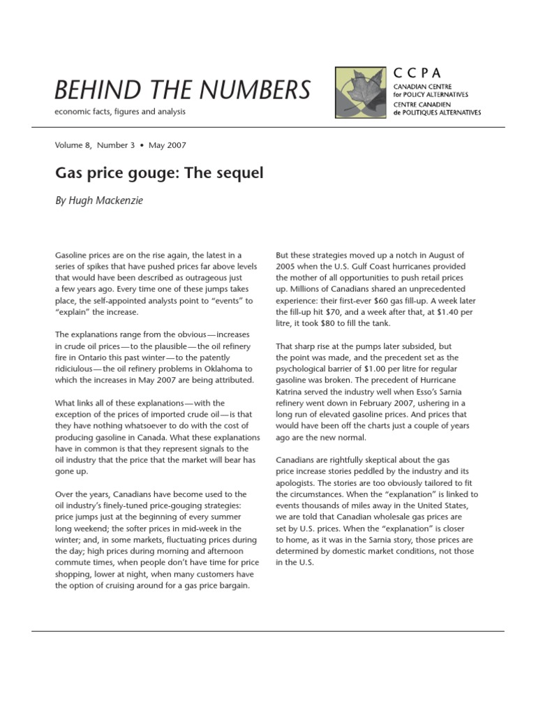 Gas Price Gouge BEHIND THE NUMBERS PDF Barrel (Unit) Gasoline