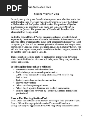 Canada Skilled Worker Visa Application Pack 9111eh