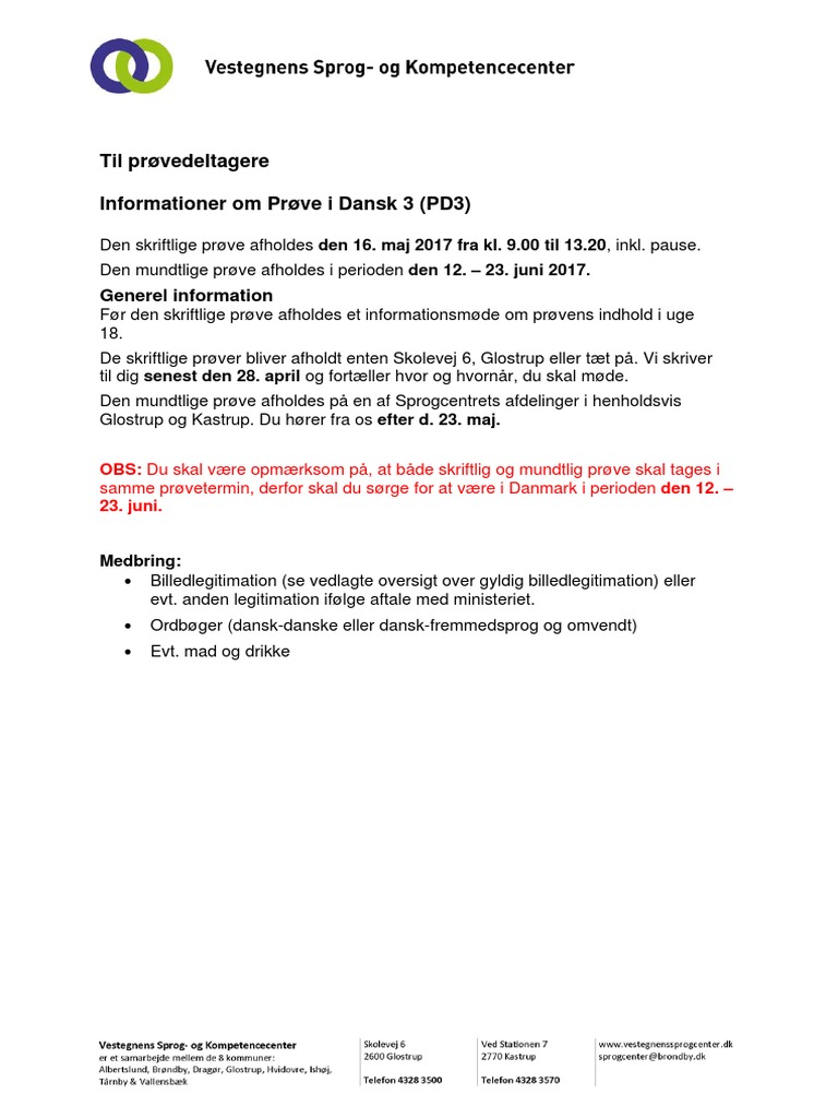 Generel Info Prøve I Dansk 3 Hjs | PDF