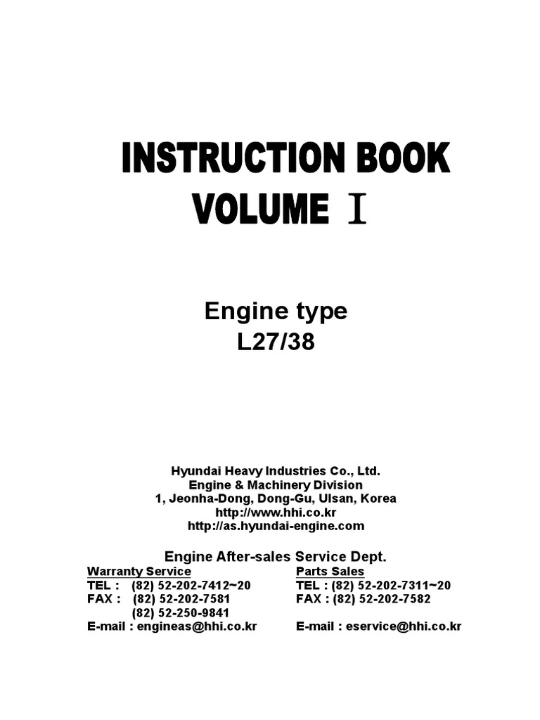 L27/38 Engine Instruction Manual | PDF | Piston | Cylinder (Engine)