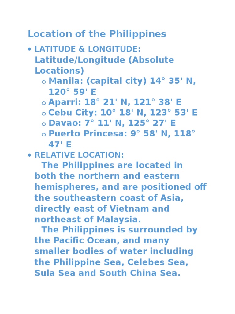 Geographic Location of the Philippines | PDF