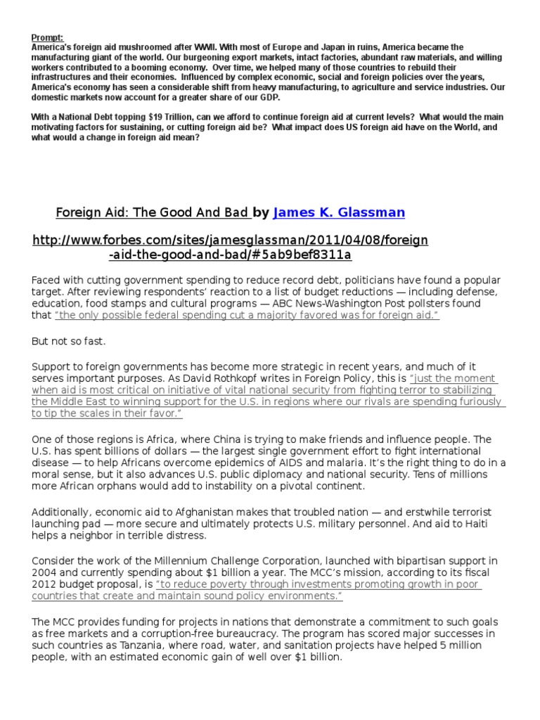 Foreign aid essay example picture