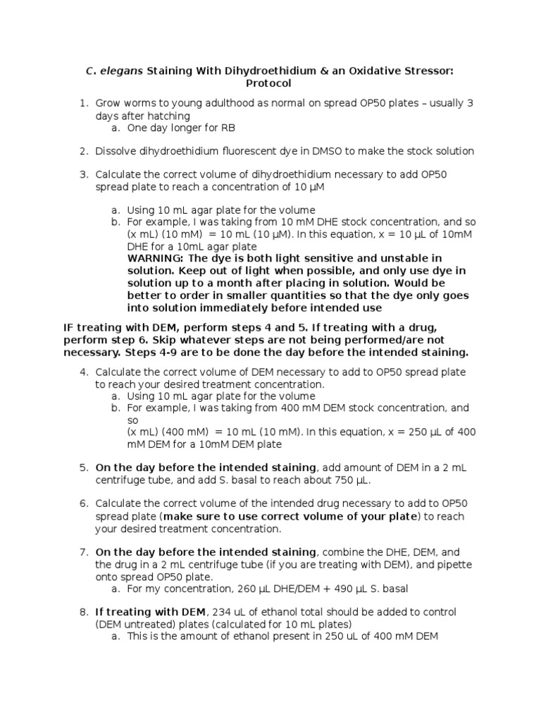 DHE Treatment Protocol.docx Solution Staining