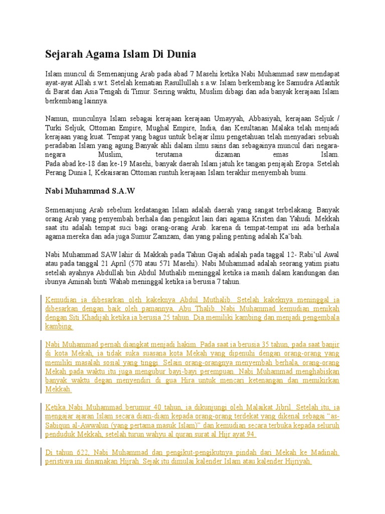 Perkembangan Aliran Agama Islam di Dunia