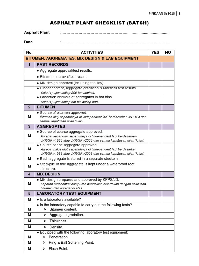 20133 Batch Plant Checklist PDF Weighing Scale Calibration