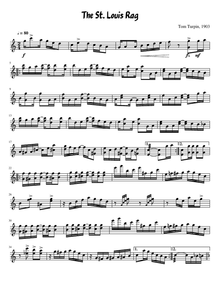 St. Louis Rag by Tom Turpin | PDF | Ragtime Composers | Ragtime