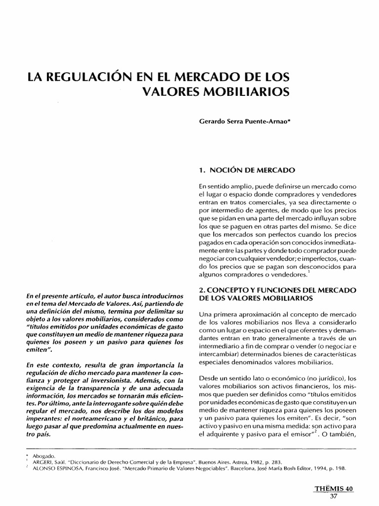 Regulación del Mercado de Valores Mobiliarios | PDF | Bolsa | Mercado ...