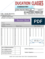 Answer Sheet Class 11