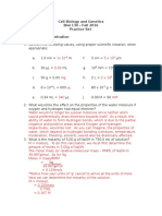 Cell Biology and Genetics Biol 130 - Fall 2016 Practice Set Water, PH, Concentration