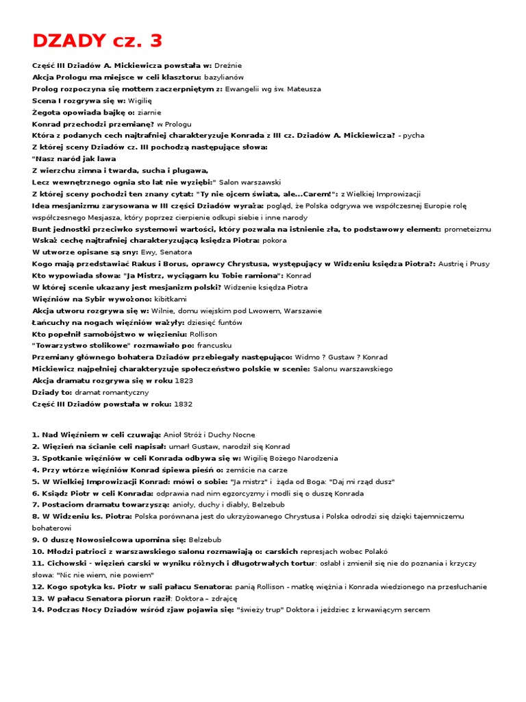 Test Z Dziadów Cz 3