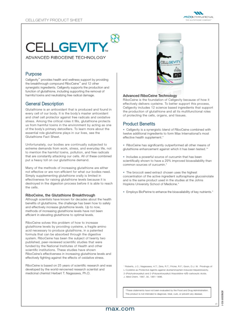 glutathione cellgevity Cellgevity, Advanced Riboceine Technology, 120 Vegetable Capsules, 60 Servings : Health & Household Cellgevity: An Accident Waiting To