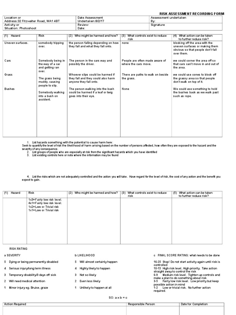 Risk Assessment 2 | PDF | Risk | Disability