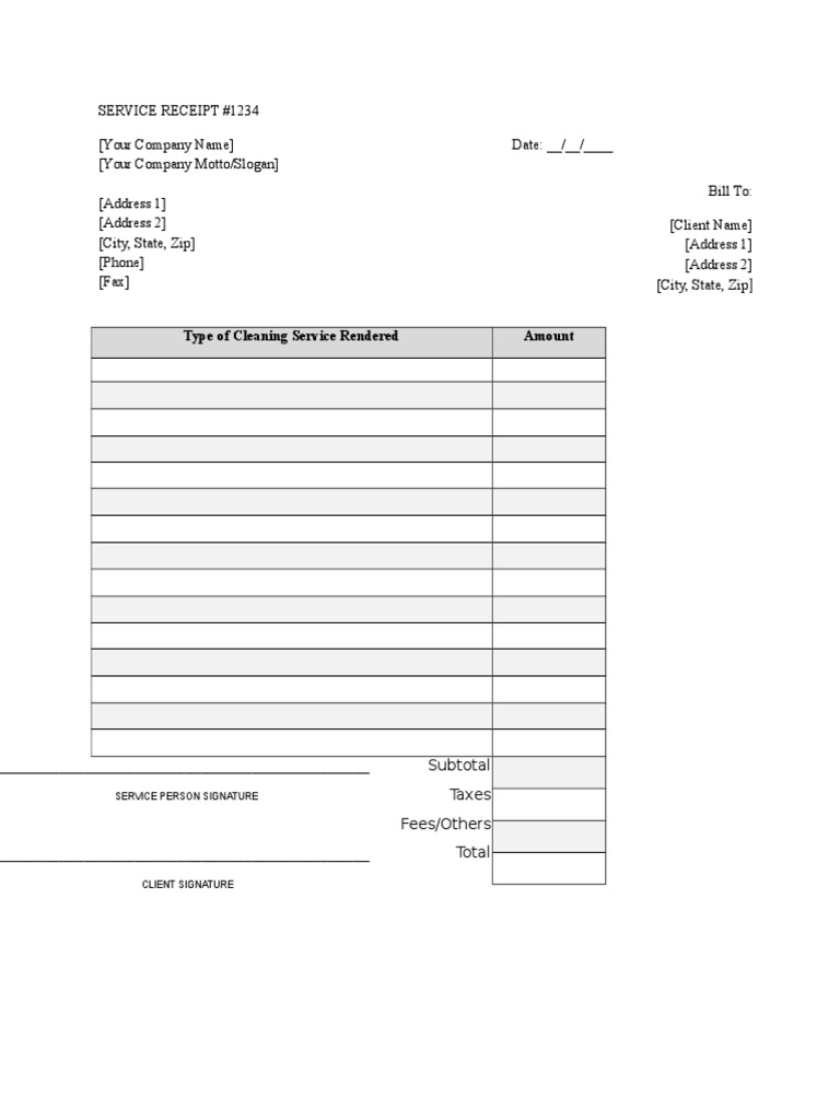 Buy Cleaning Receipt Cleaning Business Receipt Template Cleaning