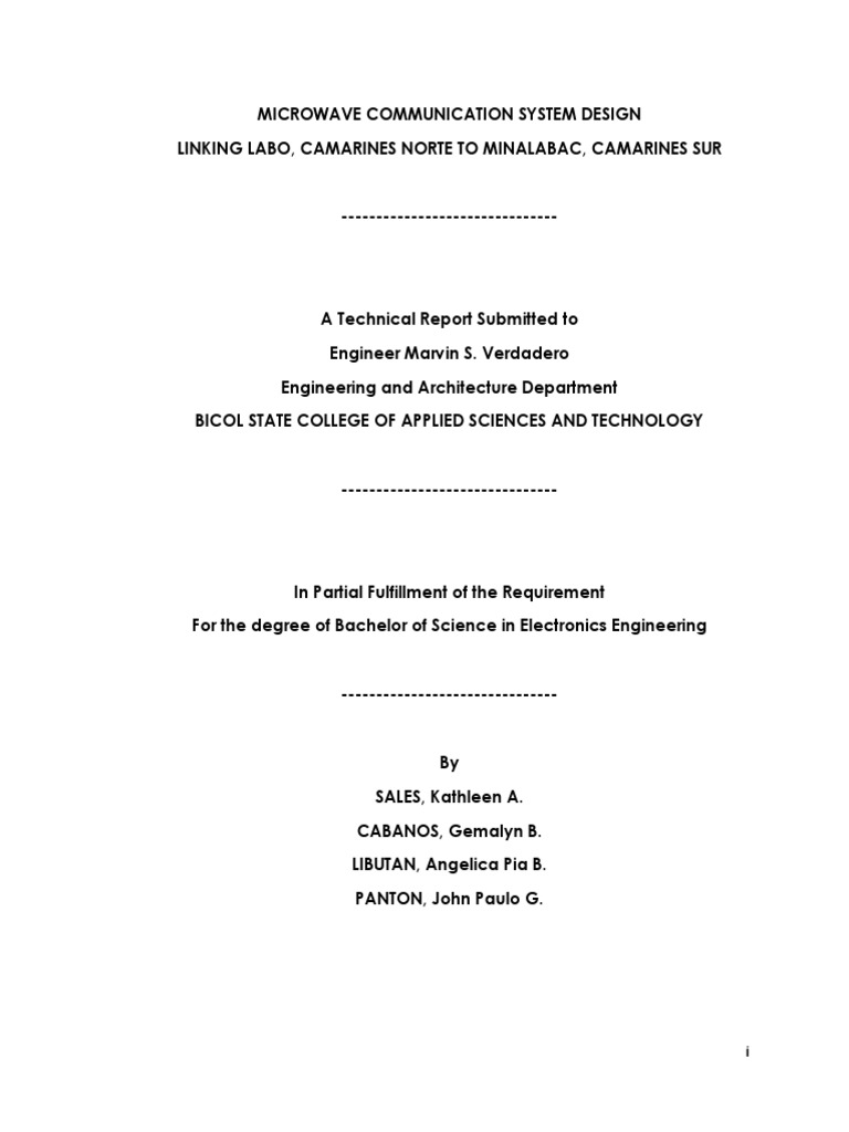 MICROWAVE COMMUNICATION SYSTEM DESIGN by Kat, Pia, Gem & Pau PDF