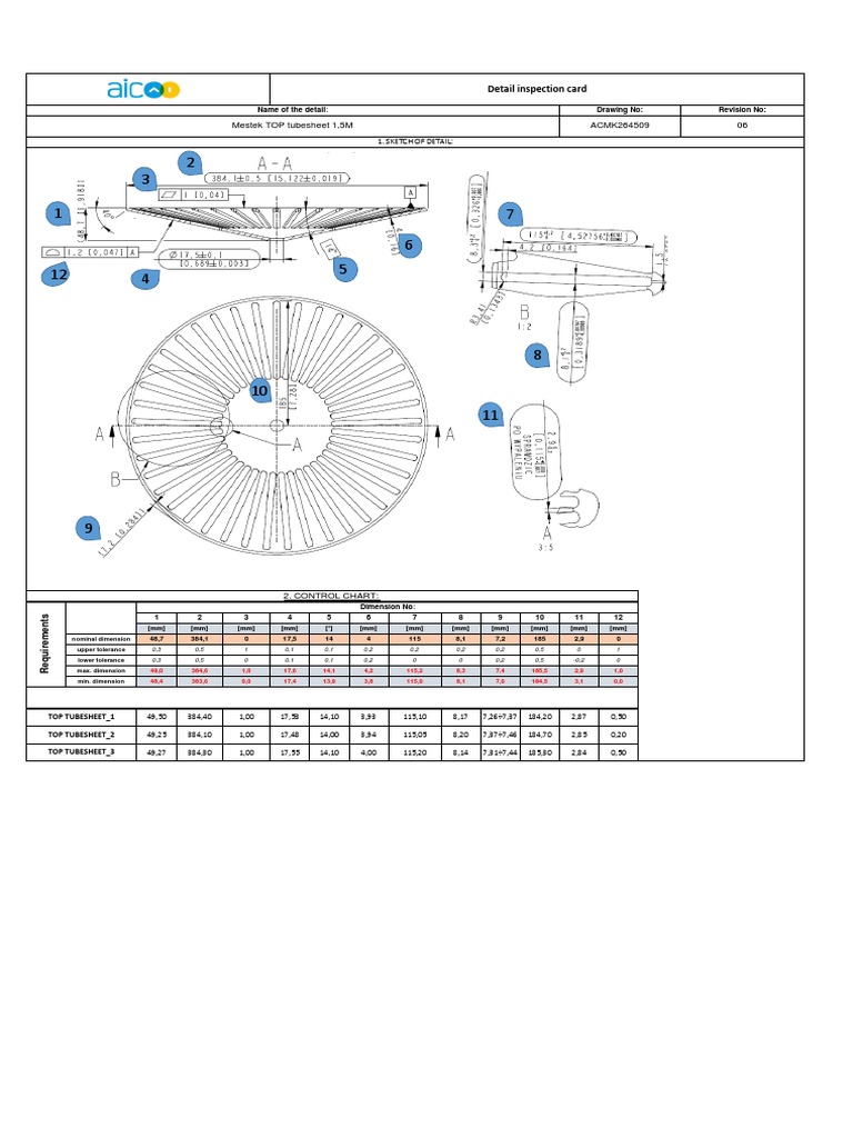 Tubesheet Dimension Control Chart | PDF | Engineering Tolerance ...