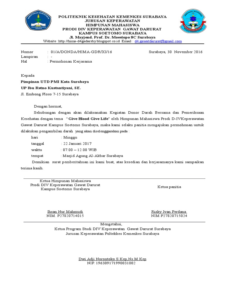 Surat Undangan Donor Darah | PDF