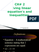 CH# 2 Solving Linear Equation's and Inequalities: by Mohammad Sabaoon MSC Mathematics (U.O.P)