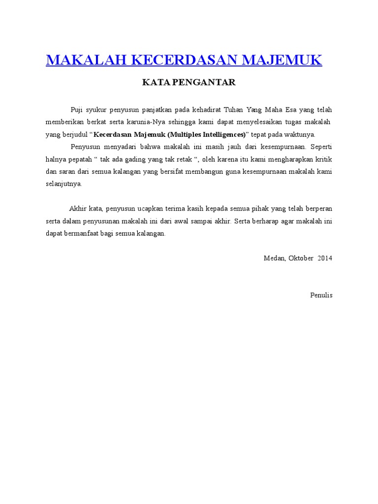 MAKALAH KECERDASAN MAJEMUK
