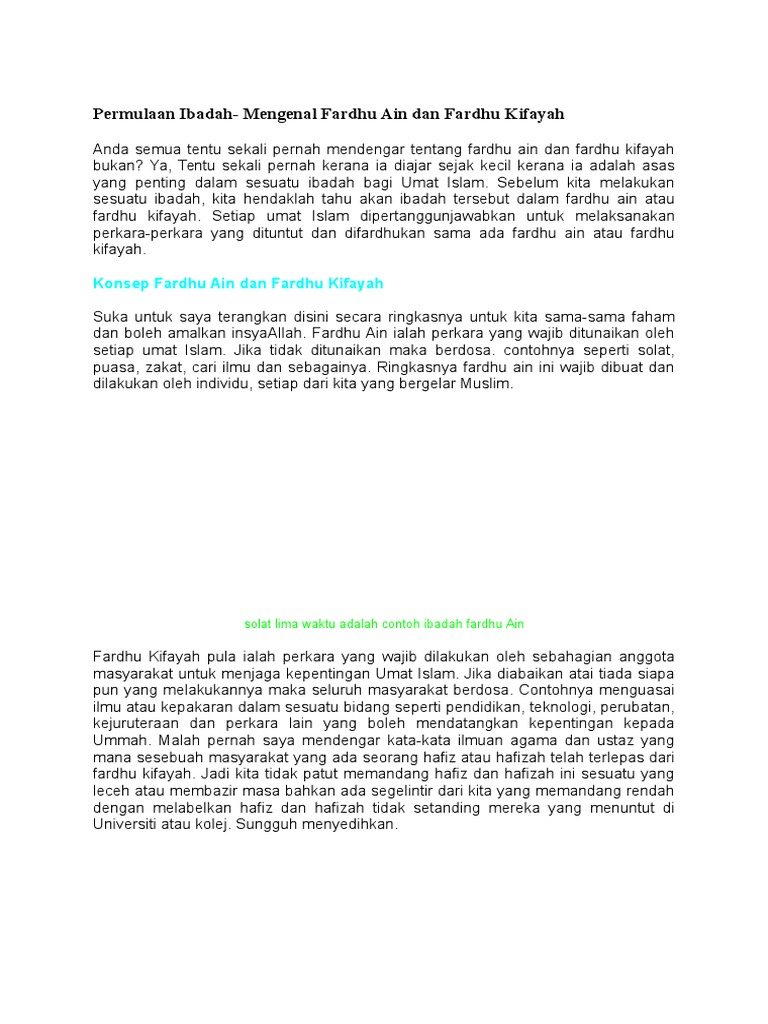 Fardhu Ain Fardhu Kifayah Pdf