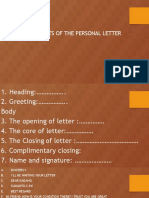 Identify The Parts of The Personal Letter
