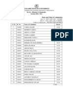 MSc. Physics Selection List