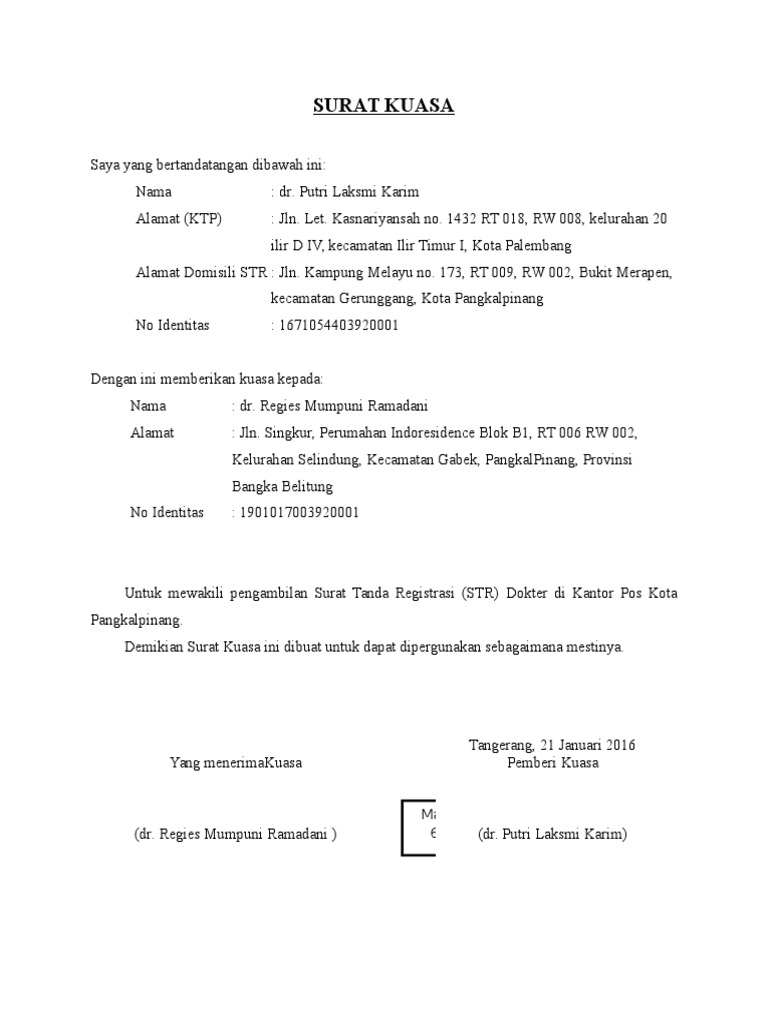 85984 Format Surat Kuasa Pengambilan Str 1